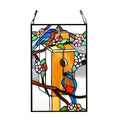 Chloe Tiffany Style Birdhouse With Birds Design Stained Glass Window Panel M