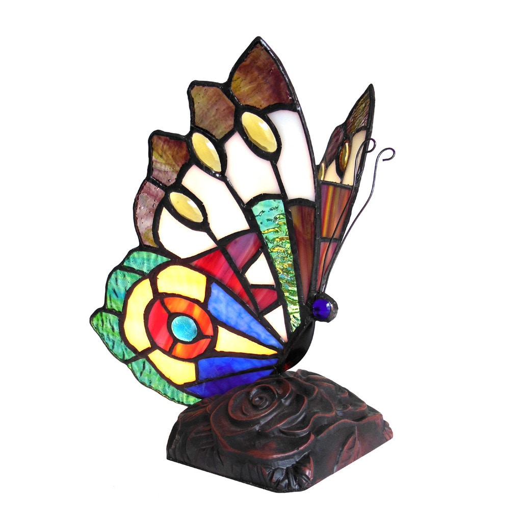 Tiffany Style 1 Light Butterfly Accent Lamp