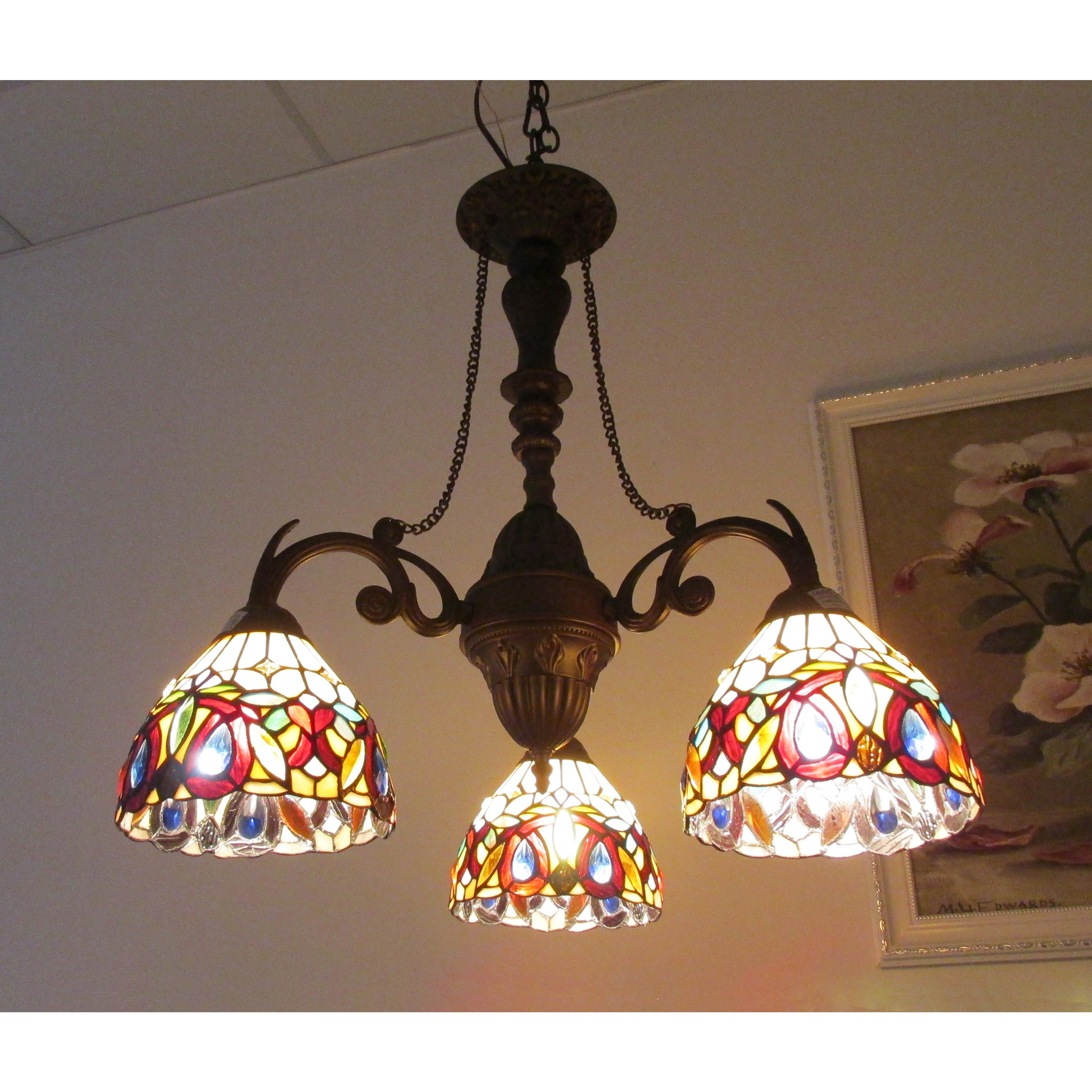 Chloe Tiffany Style 3 Light Dark Bronze Chandelier