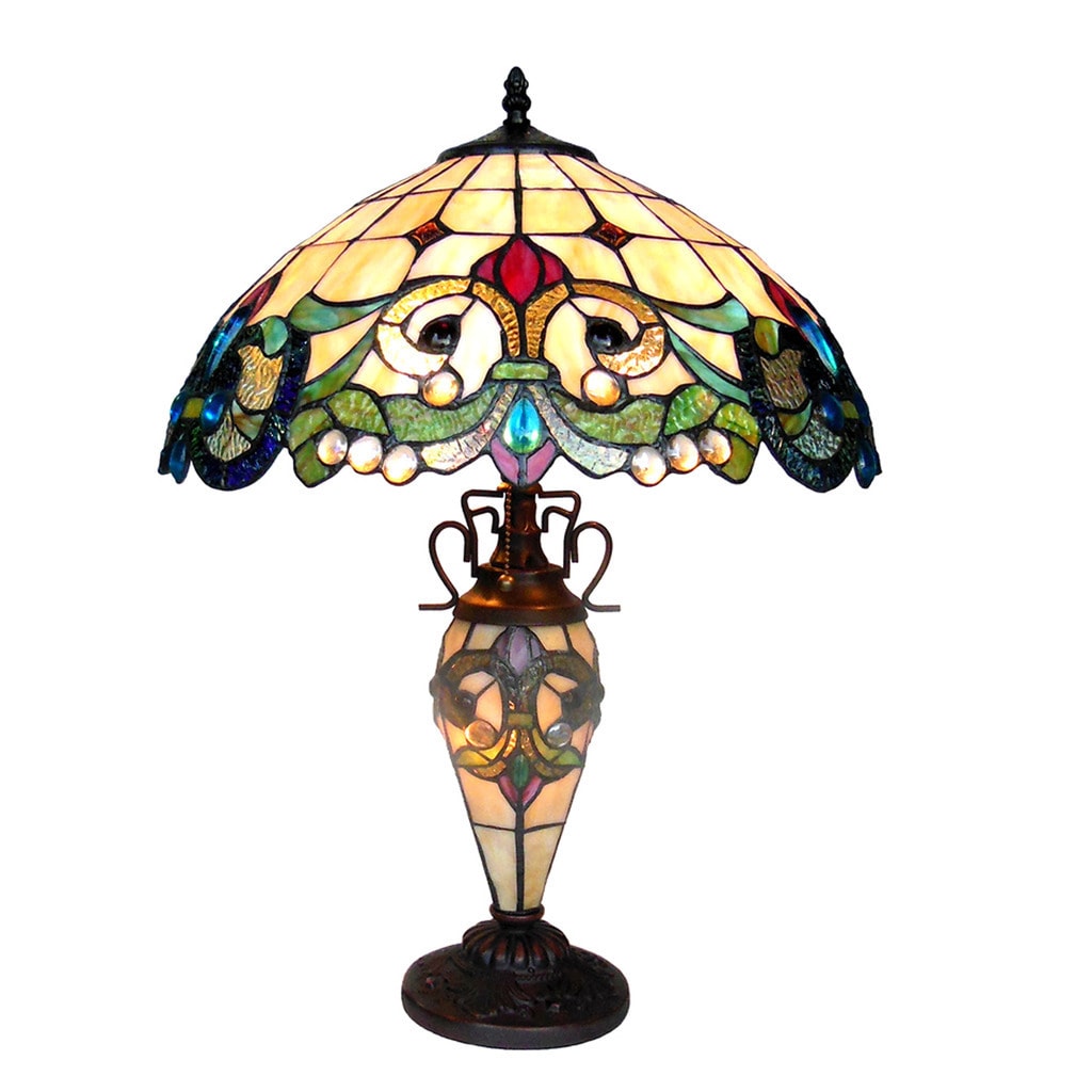 Chloe Tiffany Style Victorian Design 2 1 Light Antique Bronze Table Lamp