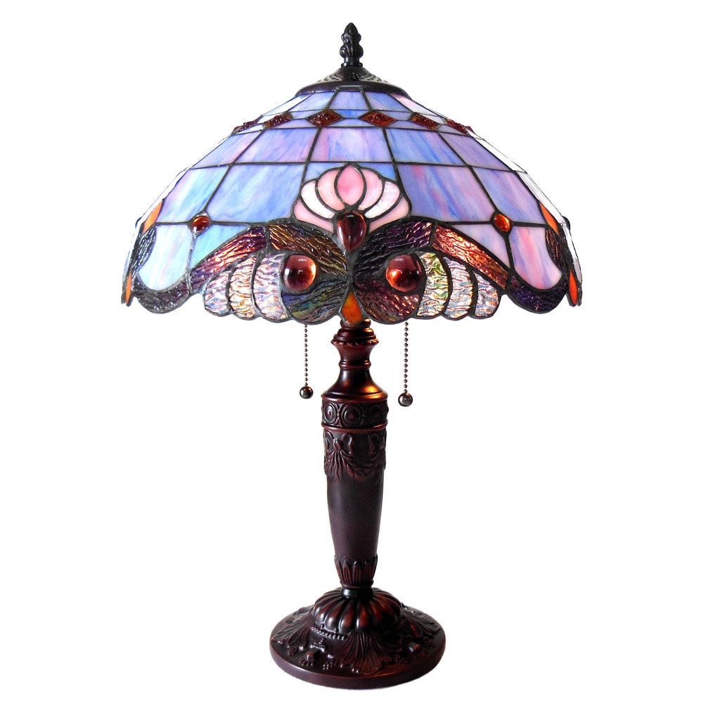 Chloe Tiffany Style Victorian Design 2 Light Antique Bronze Table Lamp