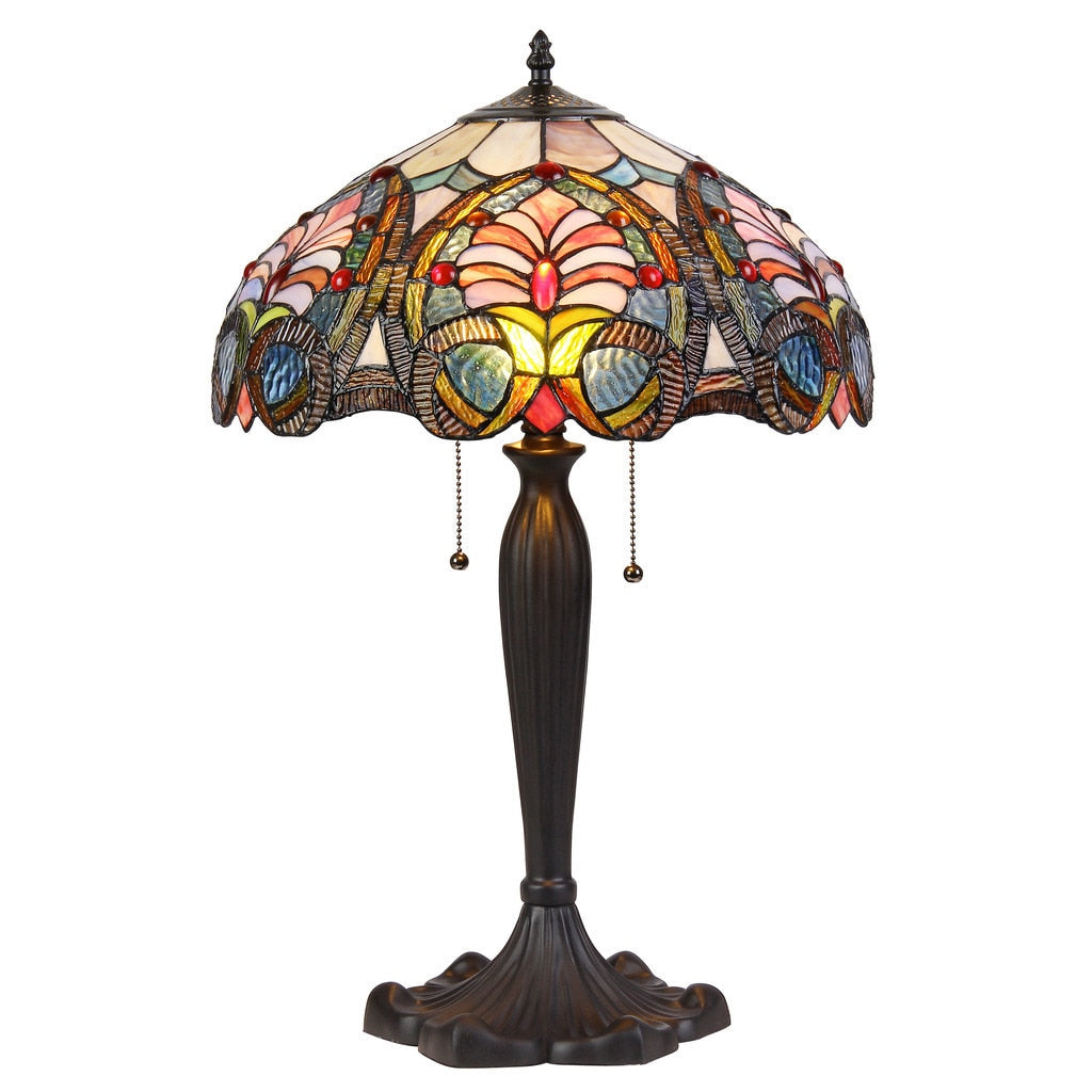 Chloe Tiffany Style Victorian Design 2 Light Bronze Table Lamp