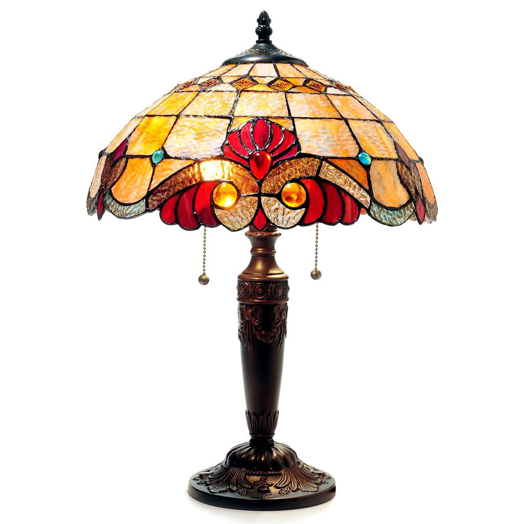 Chloe Tiffany Style Victorian Design 2 Light Bronze Table Lamp