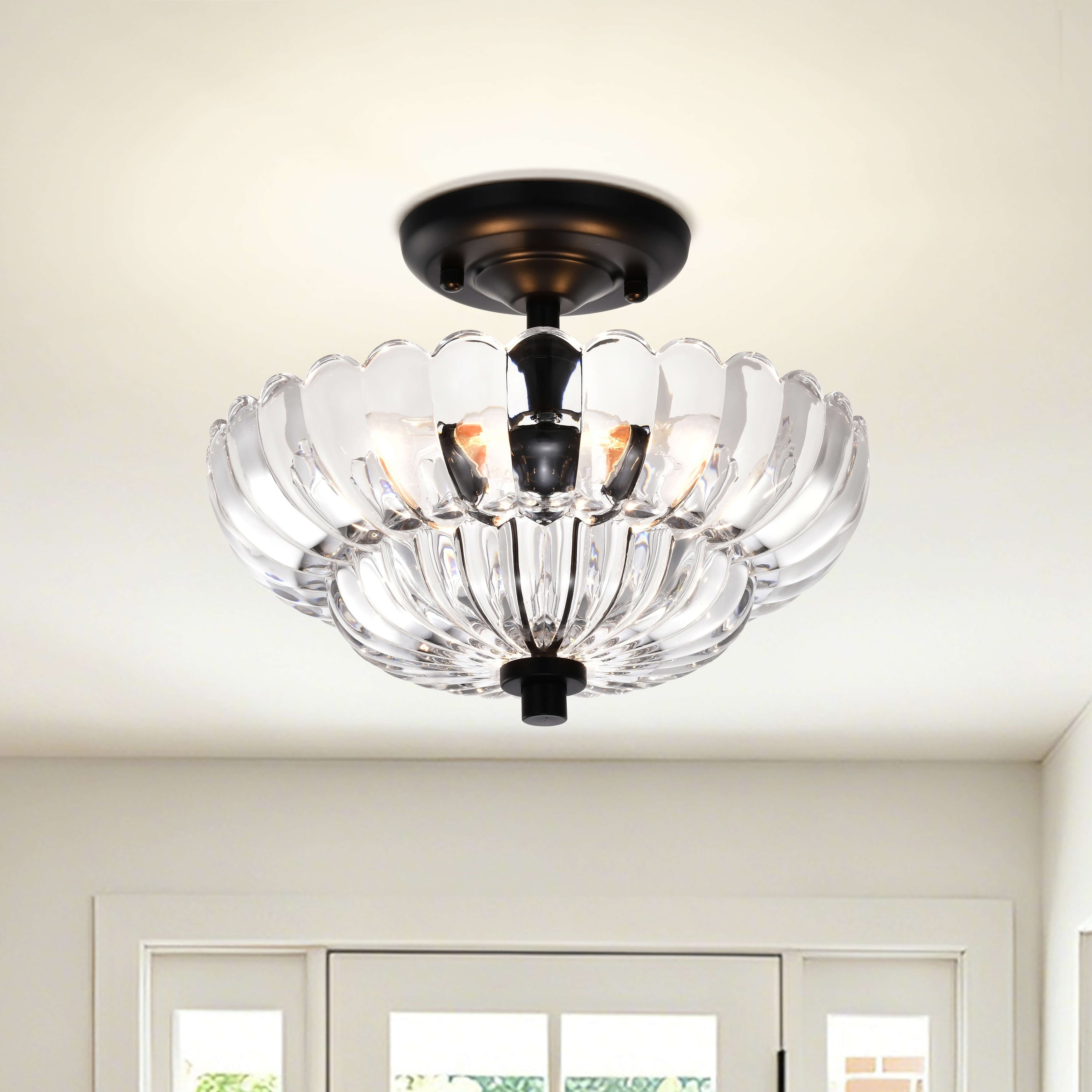 Chloe Modern 3 Light Black Semi Flush Mount