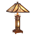 Tiffany Style 2 1 Light Double Lit Dark Walnut Table Lamp