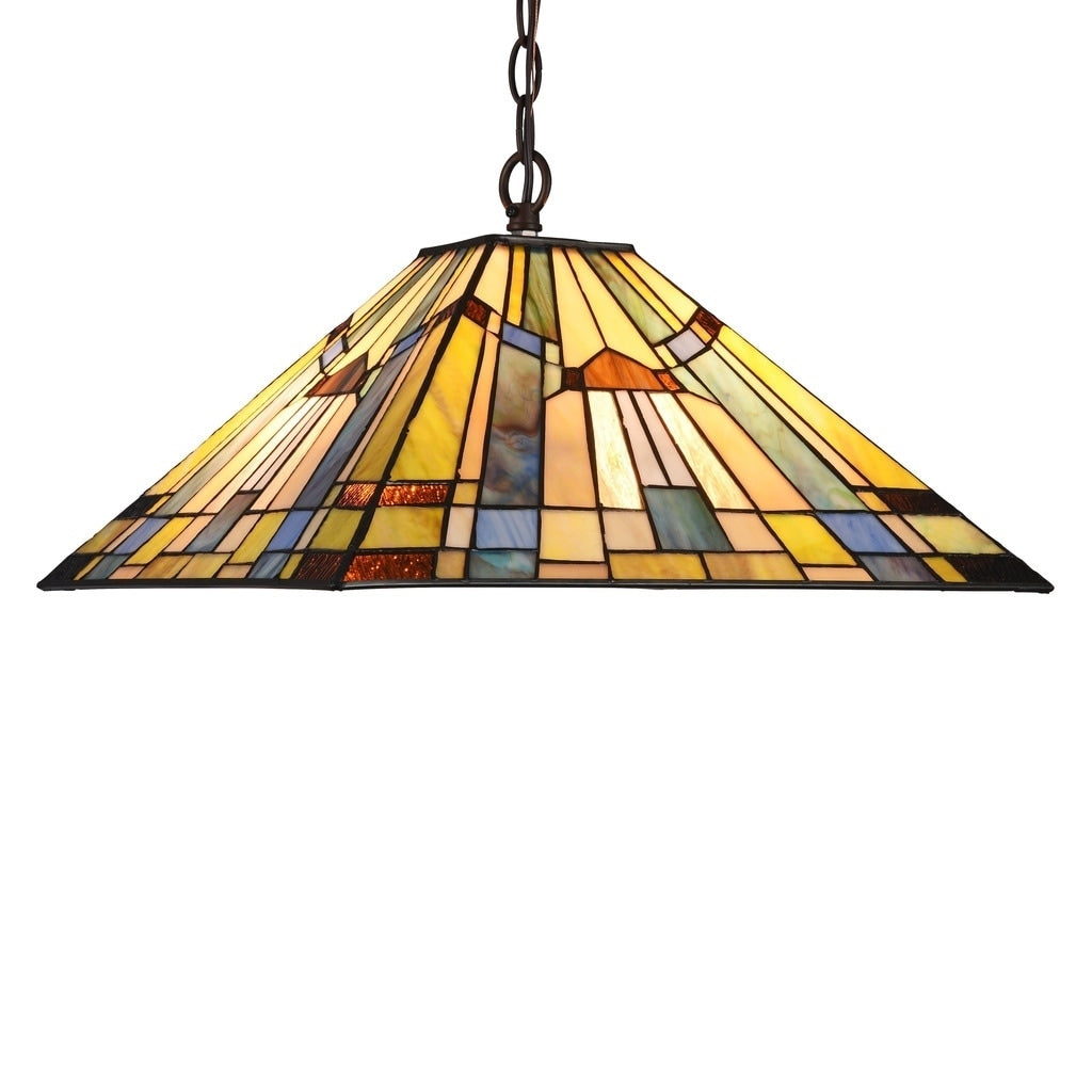 Chloe Tiffany Style 2 Light Blackish Bronze Art Glass Pendant