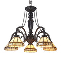 Chloe Tiffany Style 5 Light Blackish Bronze Art Glass Chandelier