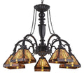 Chloe Tiffany Style 5 Light Blackish Bronze Art Glass Chandelier