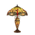 Chloe Tiffany Style Dragonfly Design Double Lit 2 1 Light Dark Bronze Table Lamp