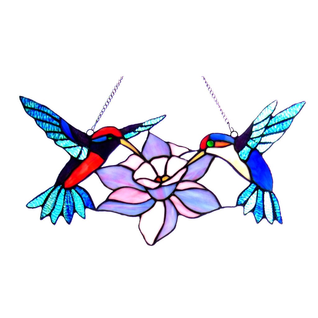 Chloe Tiffany Style Hummingbird Design Window Panel Suncatcher