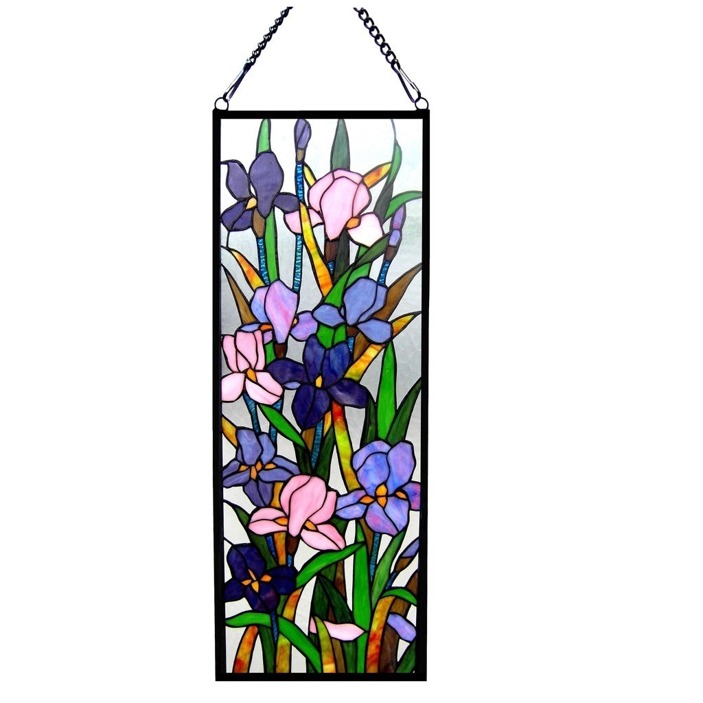 Chloe Tiffany Style Iris Floral Design Window Panel Suncatcher M