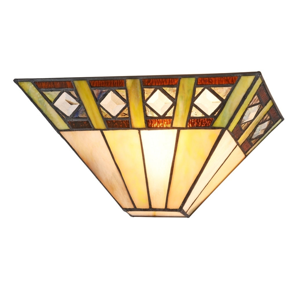 Chloe Tiffany Style Mission Design 1 Light Black Stained Glass Wall Sconce