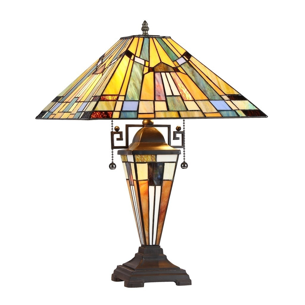 Chloe Tiffany Style Mission Design 2 1 Light Blackish Bronze Table Lamp