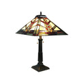 Chloe Tiffany Style Mission Design 2 Light Dark Antique Bronze Table Lamp