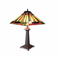 Chloe Tiffany Style Mission Design 2 Light Dark Antique Bronze Table Lamp