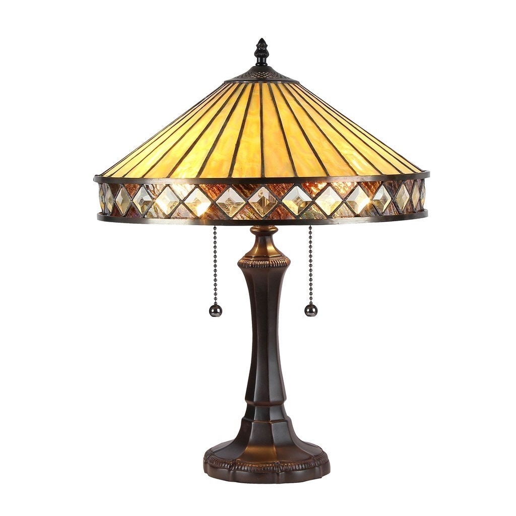 Chloe Tiffany Style Mission Design 2 Light Dark Bronze Table Lamp