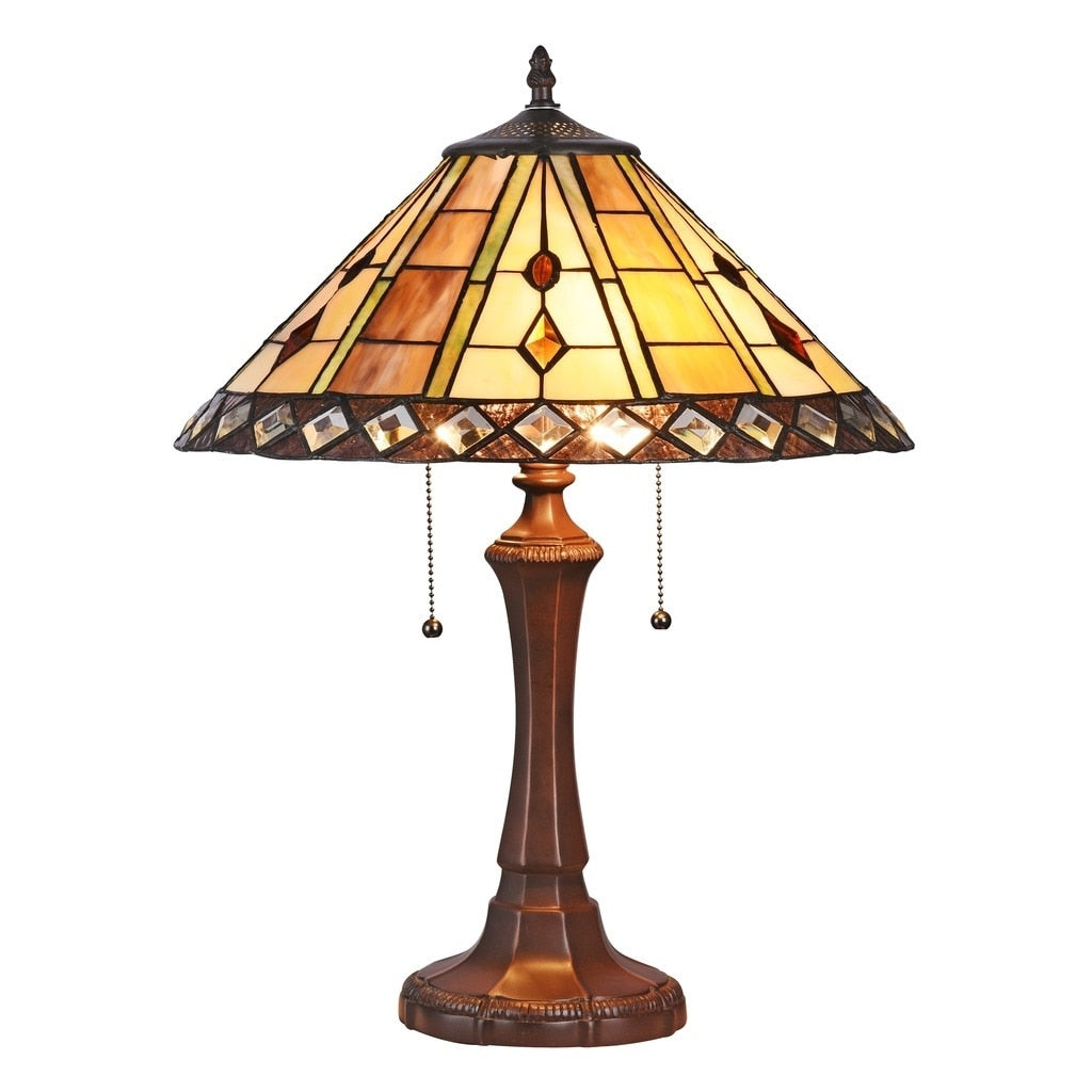 Chloe Tiffany Style Mission Design 2 Light Dark Bronze Table Lamp