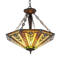 Chloe Tiffany Style Mission Design 3 Light Antique Bronze Inverted Pendant