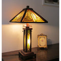 Chloe Tiffany Style Mission Design Double Lit 2 1 Light Bronze Table Lamp