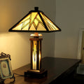Chloe Tiffany Style Mission Design Double Lit 2 1 Light Dark Walnut Table Lamp