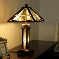 Chloe Tiffany Style Mission Design Double Lit 2 1 Light Dark Walnut Table Lamp