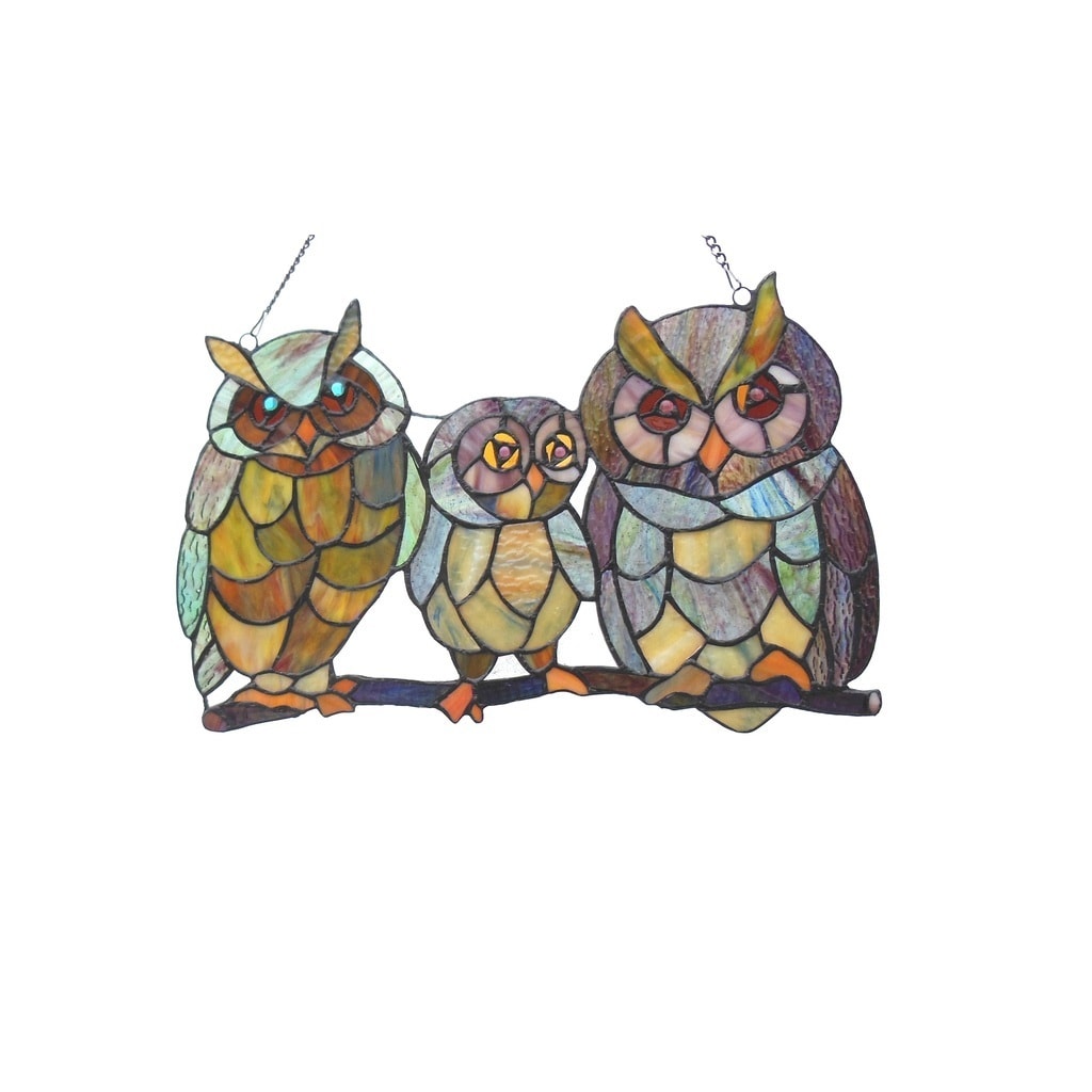 Chloe Tiffany Style Owl Design Window Panel Suncatcher M