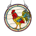 Chloe Tiffany Style Rooster Design Stained Glass Window Panel Suncatcher