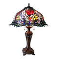 Chloe Tiffany Style Rose Wisteria Floral Design 3 Light Antique Bronze Table Lamp