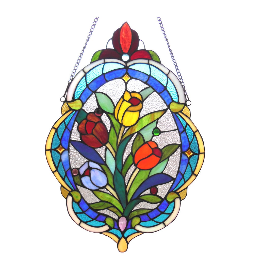 Chloe Tiffany Style Tulip Design Oval Window Panel M