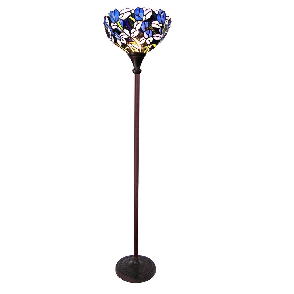 Chloe Tiffany Style Tulip Floral Design 1 Light Antique Bronze Floor Lamp Torchiere