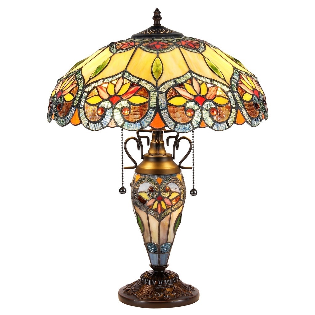 Chloe Tiffany Style Victorian Design 2 1 Light Dark Bronze Table Lamp