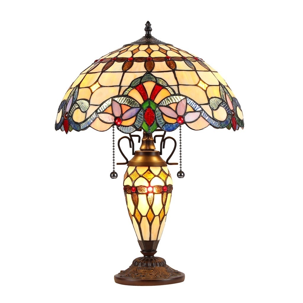 Chloe Tiffany Style Victorian Design 2 1 Light Dark Bronze Table Lamp