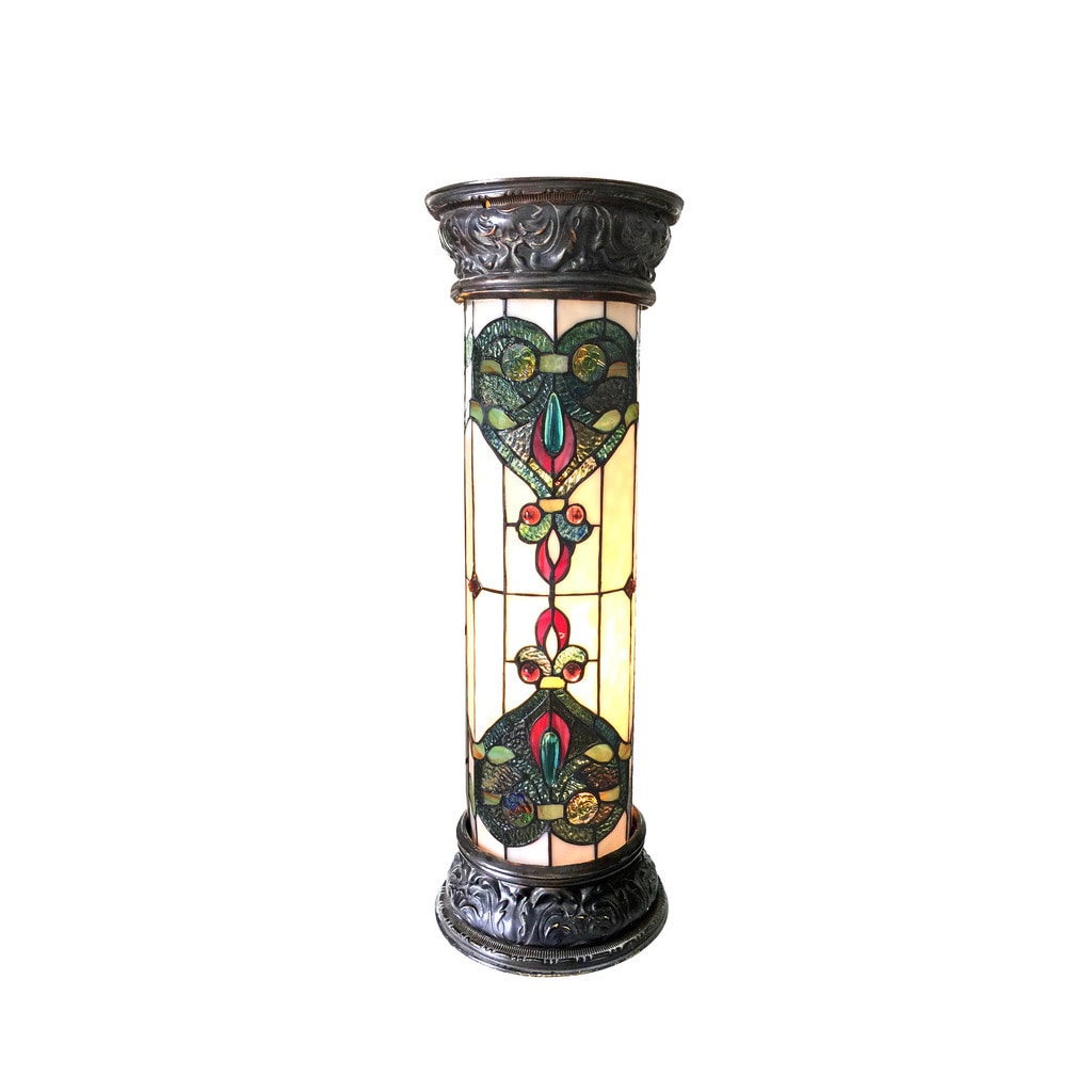 Chloe Tiffany Style Victorian Design 2 Light Antique Bronze Pedestal Lamp