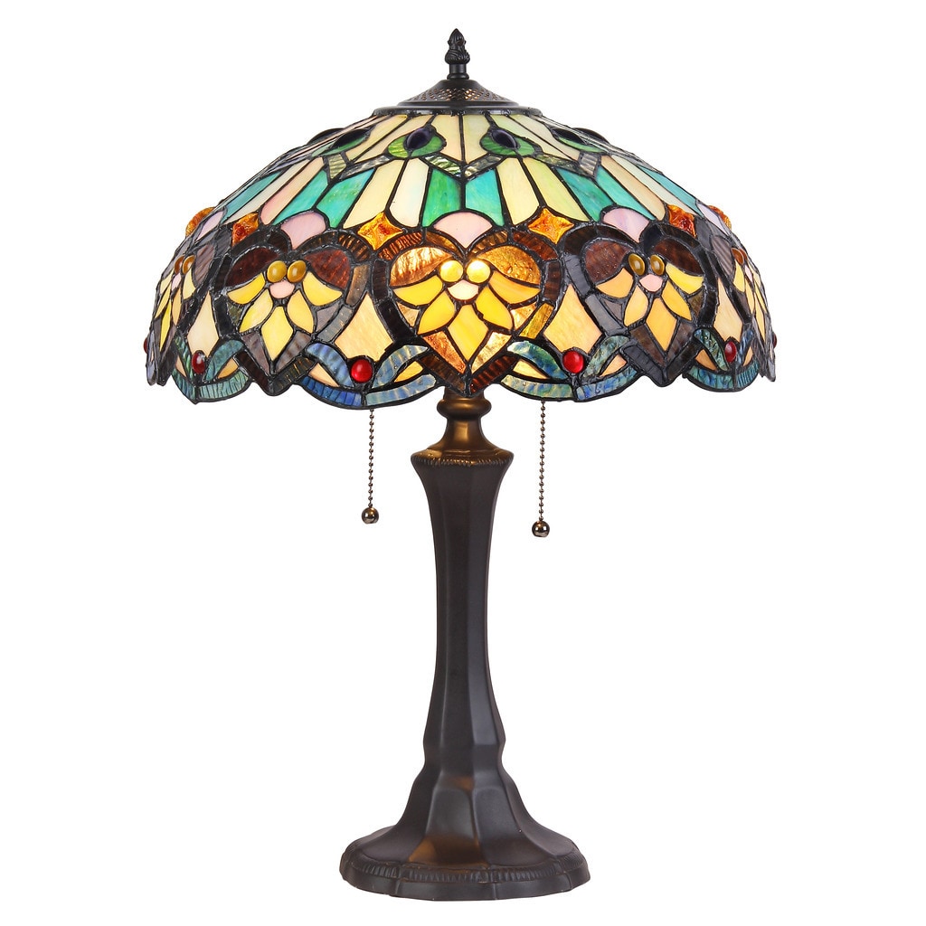 Chloe Tiffany Style Victorian Design 2 Light Bronze Table Lamp