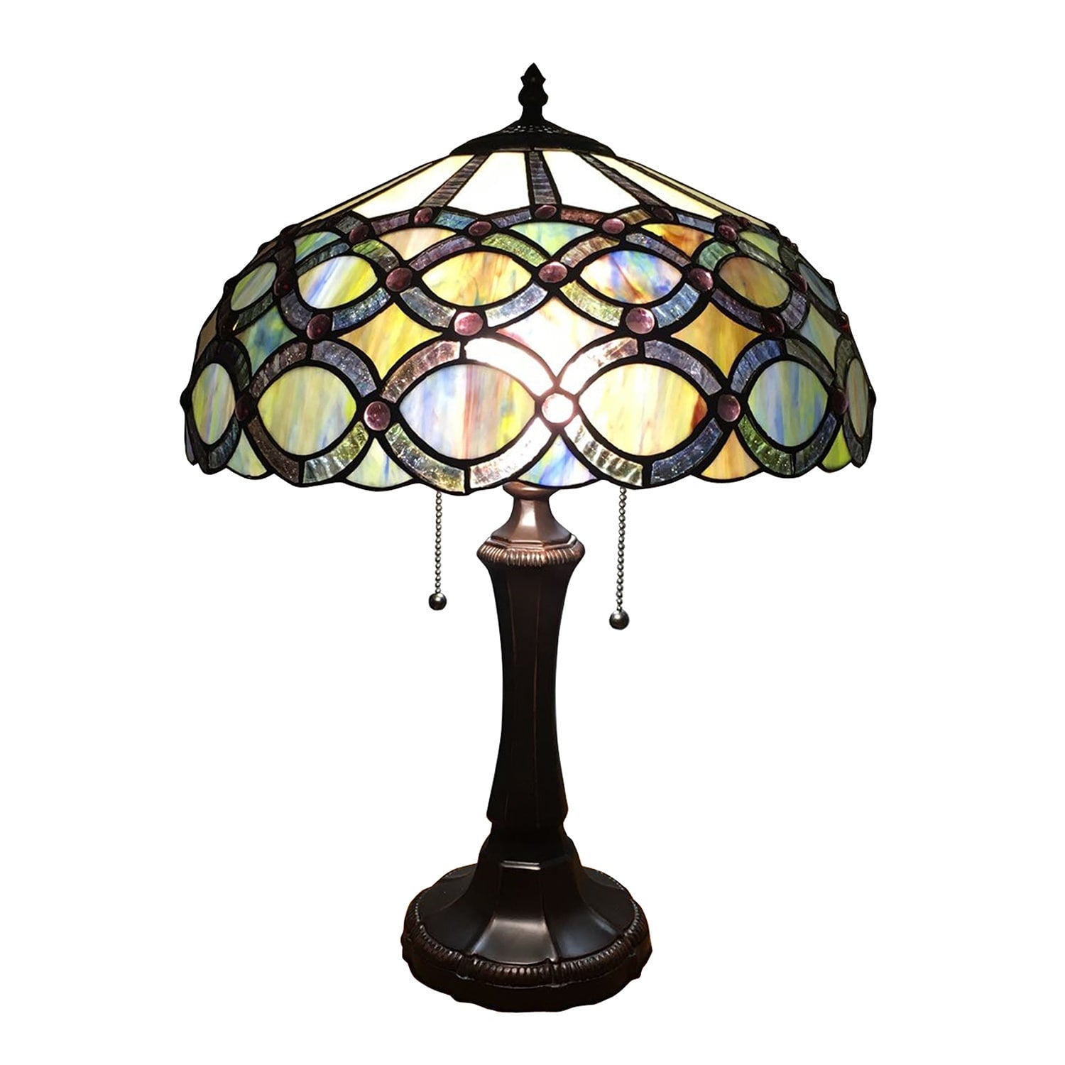 Chloe Tiffany Style Victorian Design 2 Light Dark Bronze Table Lamp