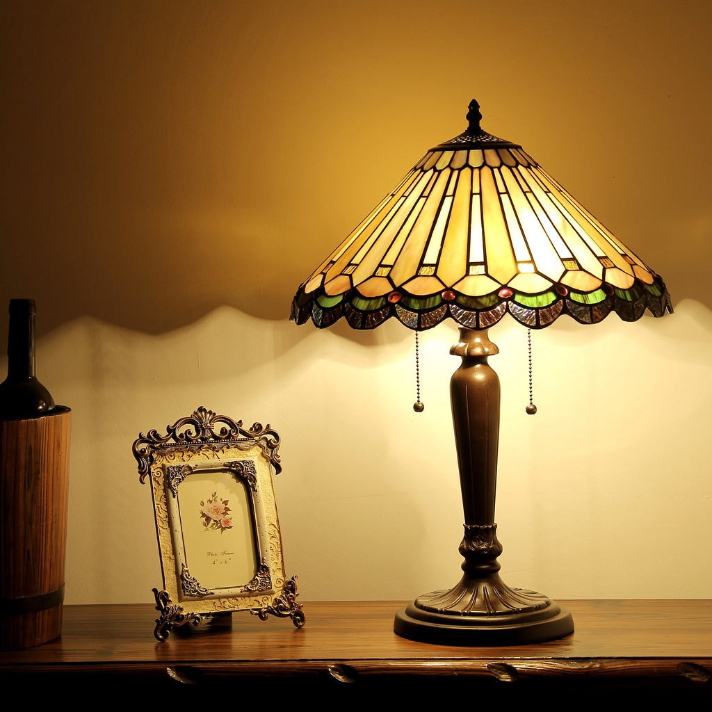 Chloe Tiffany Style Victorian Design 2 Light Dark Bronze Table Lamp
