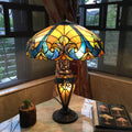 Tiffany Style Victorian 2 And 1 Light Bronze Table Lamp