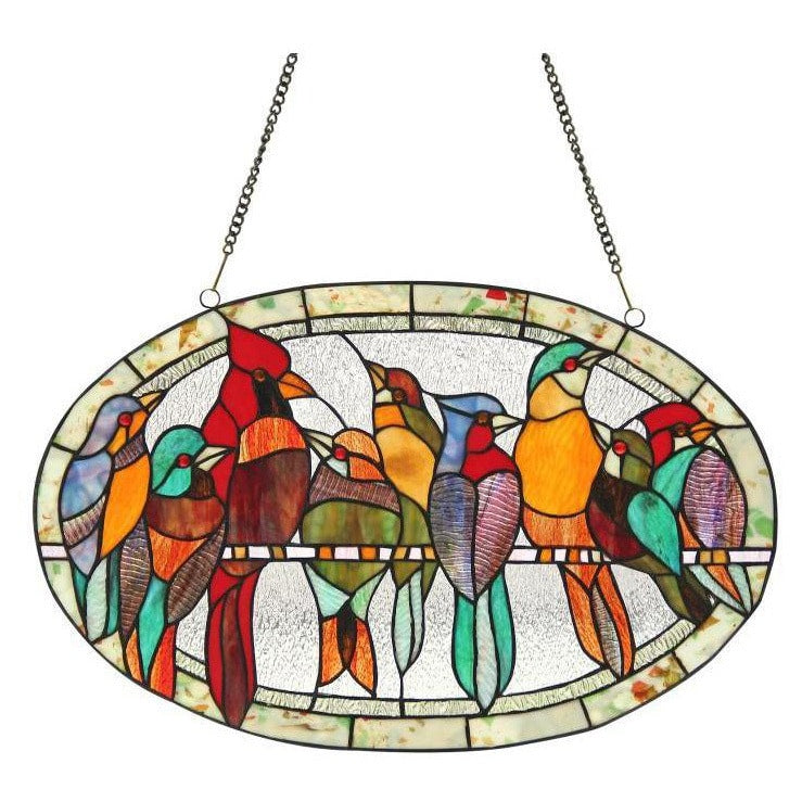 Chloe Tiffany Style Bird Design Round Window Panel