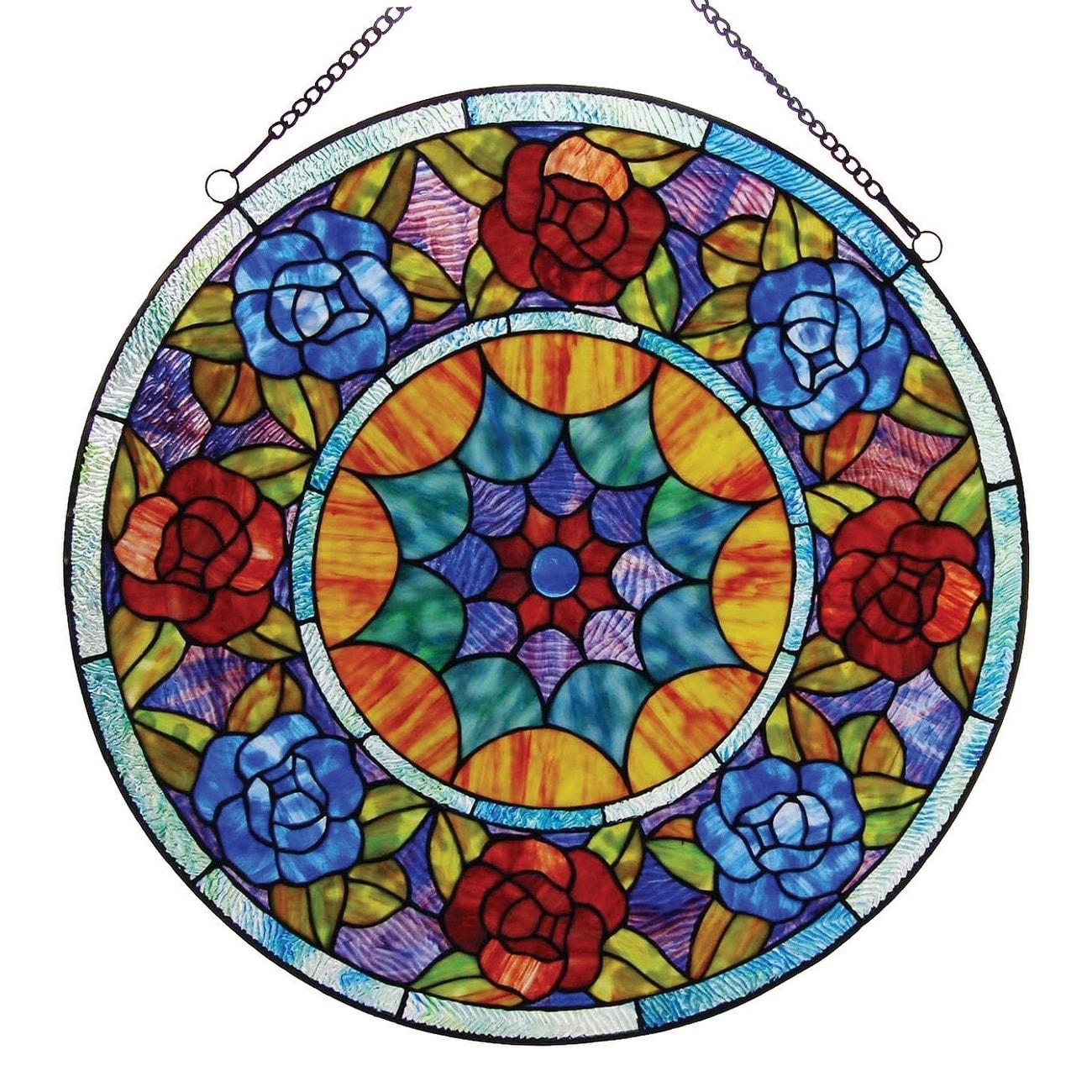Chloe Tiffany Style Floral Hanging Glass Window Panel