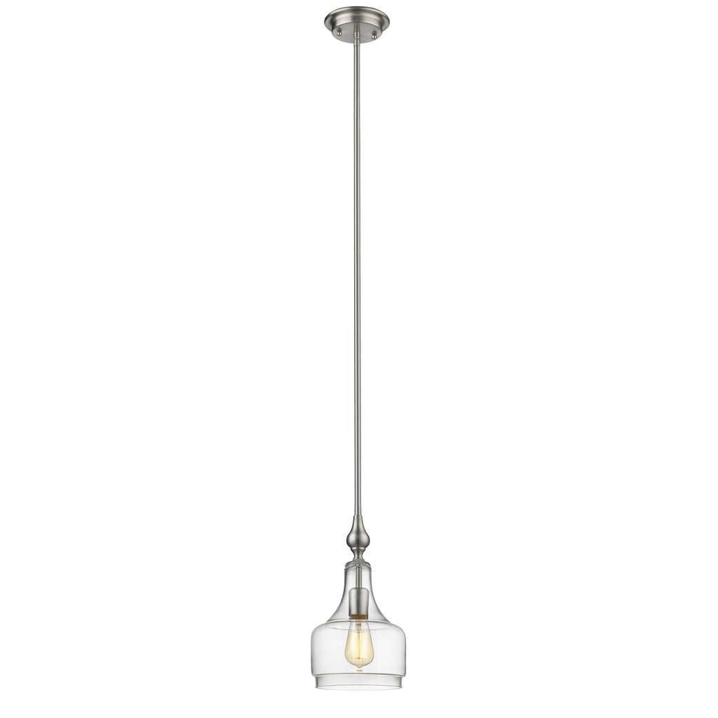Chloe Transitional 1 Light Brushed Nickel Pendant Silver