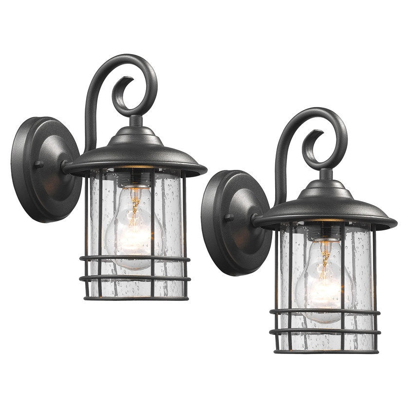 Chloe Transitional 1 Light Textured Black Outdoor Wall Lantern 2 Pack