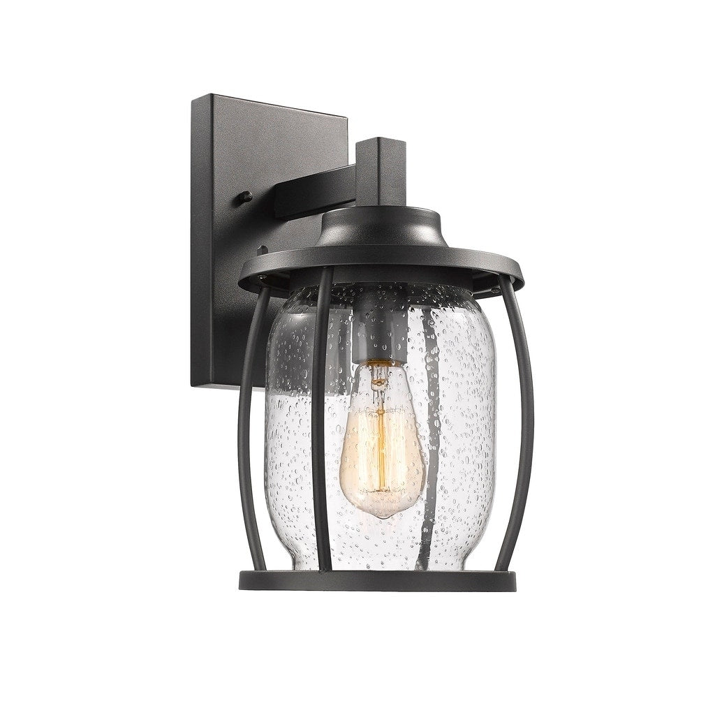 Transitional 1 Light Textured Black Outdoor Wall Sconce
