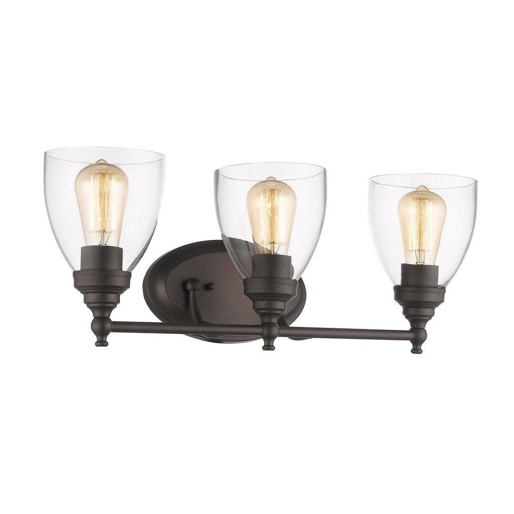 Chloe Transitional 3 Light Oil Rubbed Bronze Bath Vanity Light