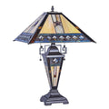 Chloe Tristan Collection Tiffany Style 2 1 Light Blackish Bronze Double Lit Table Lamp