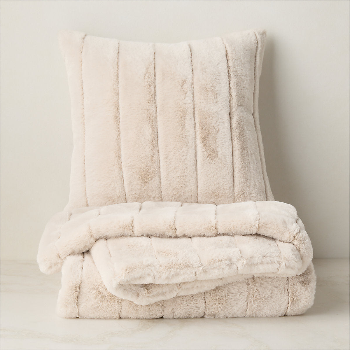 Channel Off-White Faux Fur Throw Blanket 50inx70in