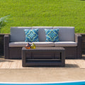 Faux Rattan Sofa With All Weather Cushions
