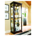 Chocolate Cherry Ii Finish Two Way Sliding Door Curio Cabinet
