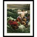 Christ Calming Storm Sea Galilee By American School Wood Framed Wall Art Print