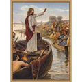 Christ Teaching By The Seaside By English School Framed Canvas Wall Art Print