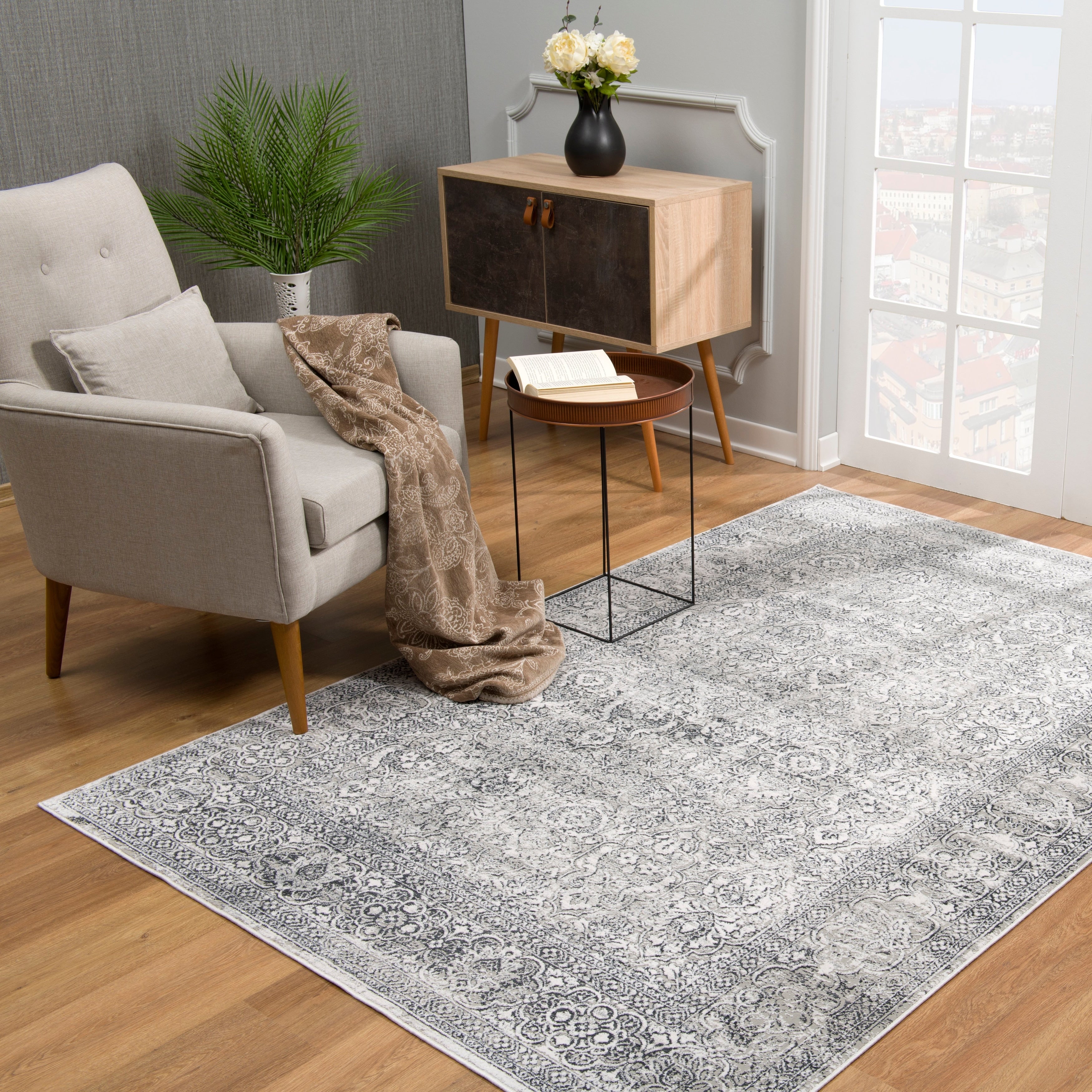 Christian Collection Grey Cream Area Rug